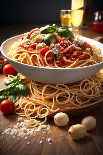 Pasta di spaghetti in un piatto di pasta italiana