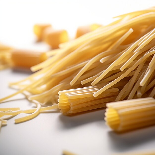 Pasta fusilli cruda isolata su sfondo bianco