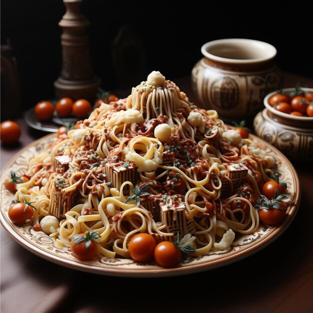 pasta italiana con pomodoro e parmigiano