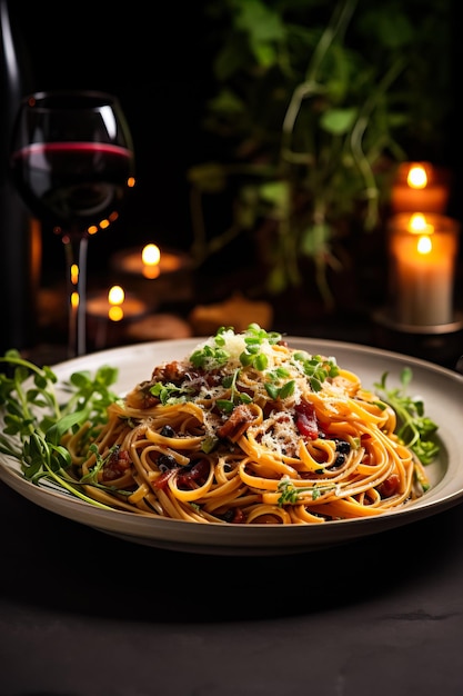 Pasta piccante e gustosa in stile rustico