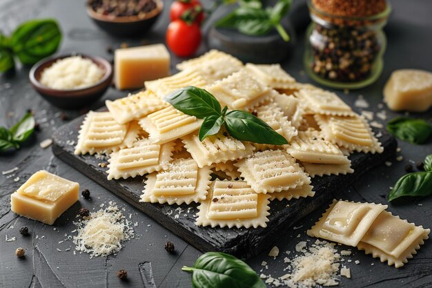 Pasta Ravioli riempita di formaggio ricotta e spinaci