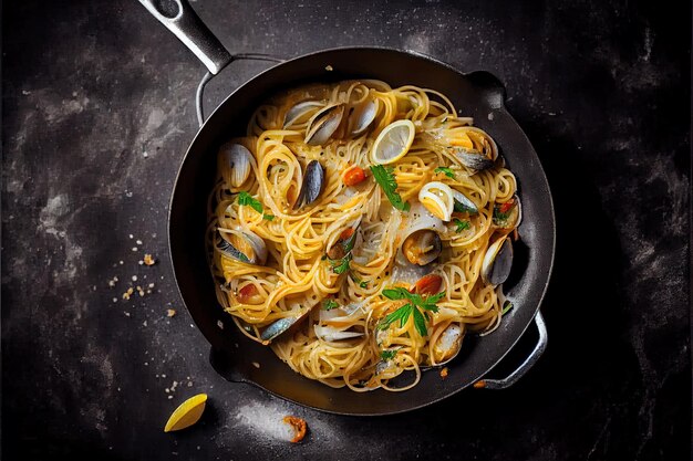 Pasta Spaghetti alle Vongole Pasta ai frutti di mare cibi sani e freschi