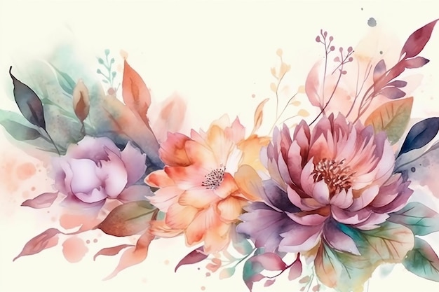 Pastello acquerello fiorisce composizioni floreali decorative per matrimoni