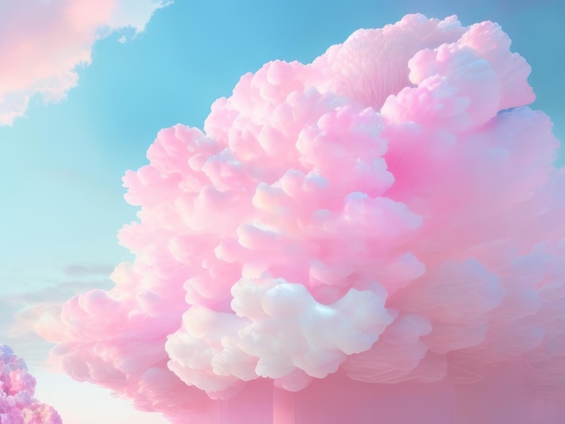 Pastello rosa e nuvole bianche sulla carta da parati del cielo blu