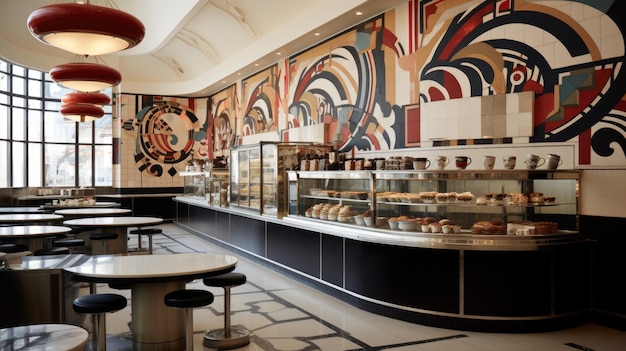 Pasticceria con murales e mosaici