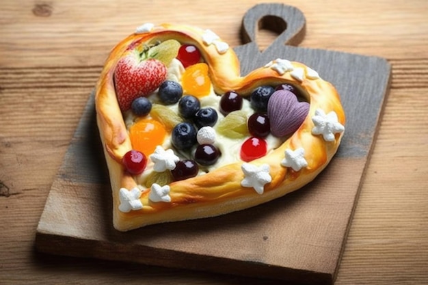 Pasticceria danese a forma di cuore con un mix di sapori di frutta e formaggi cremosi creati con l'IA generativa