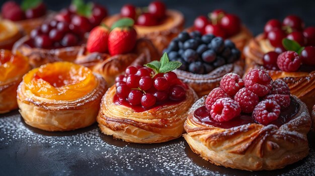 Pasticceria danese con ripieno di frutta generata dall'AI