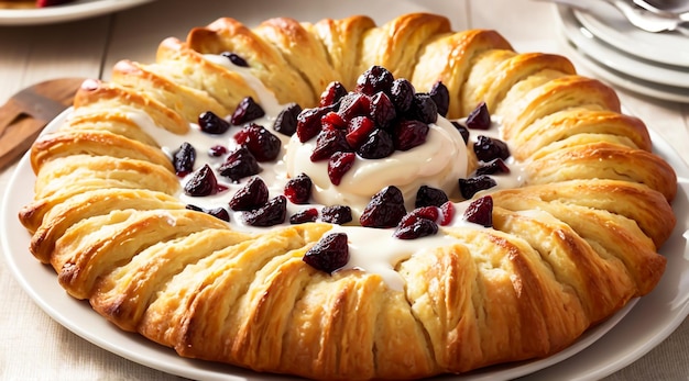 pasticceria rotonda con crema e uvette