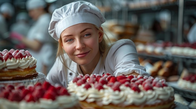 pasticciere che fa torte di fragole