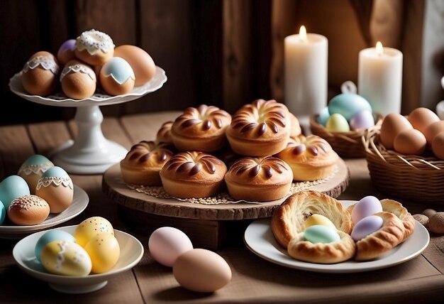 Pasticcini freschi per le torte di Pasqua muffin dolci di Pasqua generati dall'AI