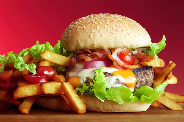 Pasto classico del fast food dell'hamburger fatto in casa