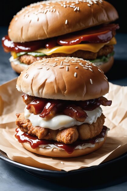 Pasto con hamburger di pollo