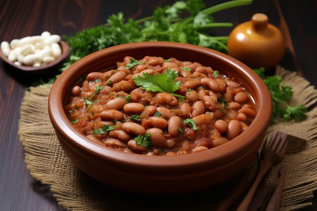 Pasto sano con fagioli borlotti