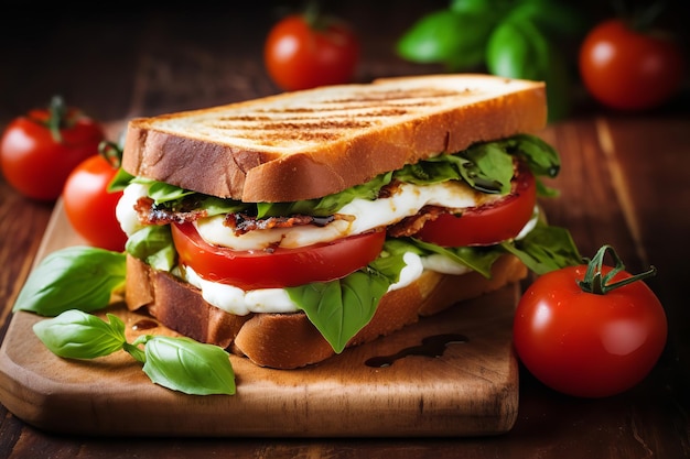 Pasto sano con panino caprese