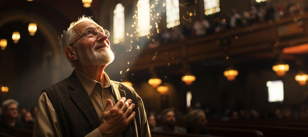 pastore che prega in chiesa AI generativa