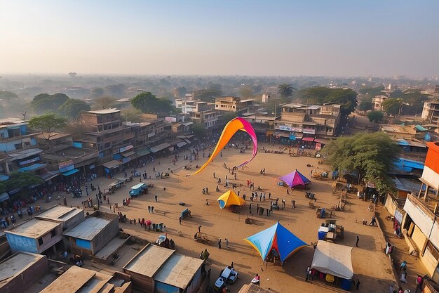 PatangkiteFirki Pipuda per il Makar sankranti Uttarayan Vadodara GujaratIndia 14 gennaio 2025