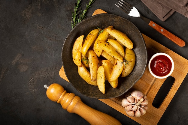 Patate arrosto al rosmarino nel piatto