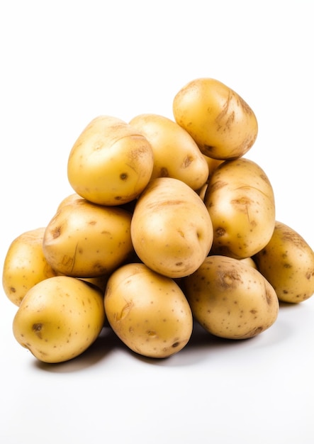 Patate fresche su uno sfondo bianco IA generativa