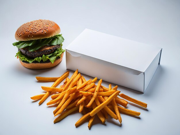 Patate fritte e hamburger in fast food generativo ai
