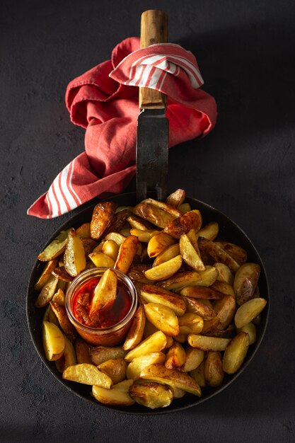 Patate fritte fresche con salsa brava