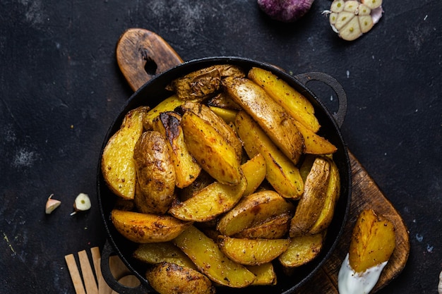 patate fritte Patata rustica con aglio e spezie