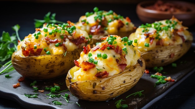 Patate ripiene al forno con formaggio e pancetta