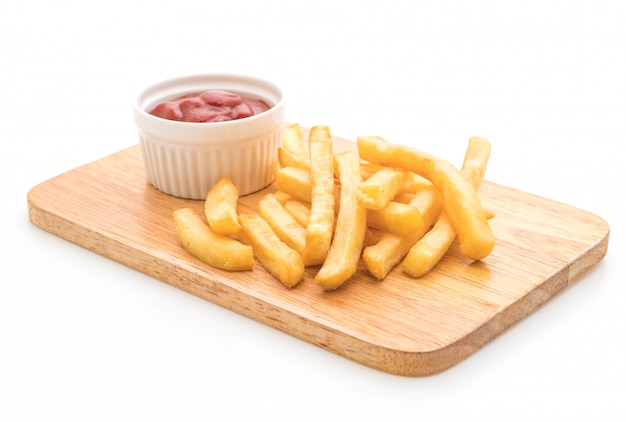 patatine fritte con salsa di pomodoro isolata