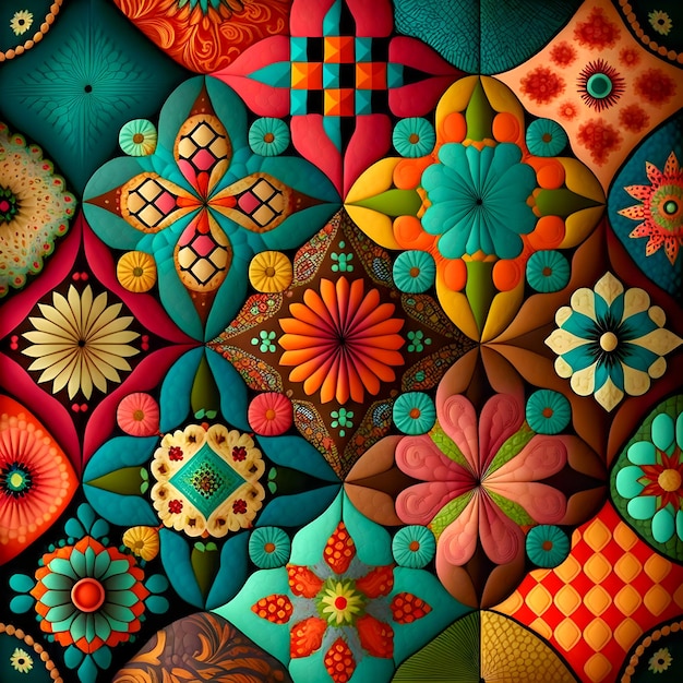 Patchwork Textile Sarilmak multicolor backgroundxA