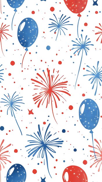 Patrone patriottico del 4 luglio fuochi d'artificio rosso bianco blu USA Patrone senza cuciture con fuochid'artificio