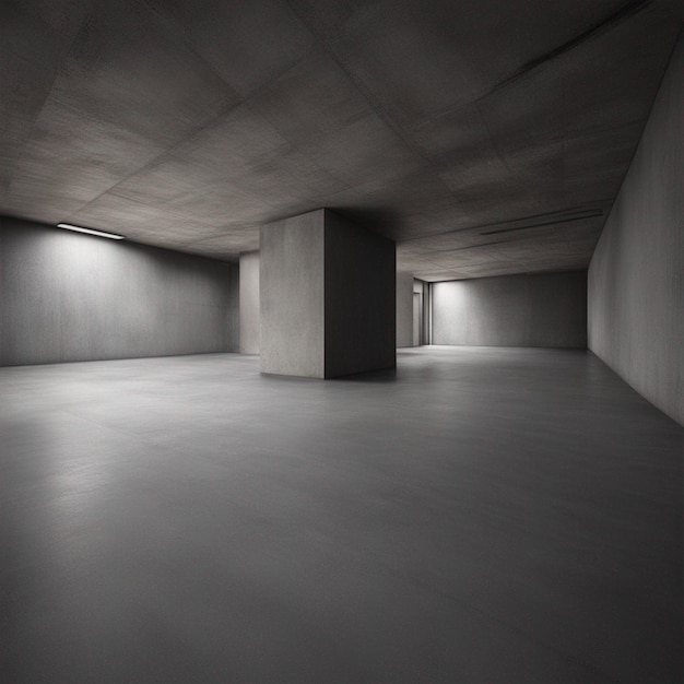 pavimento di cemento con la luce sullo sfondo della stanza buia