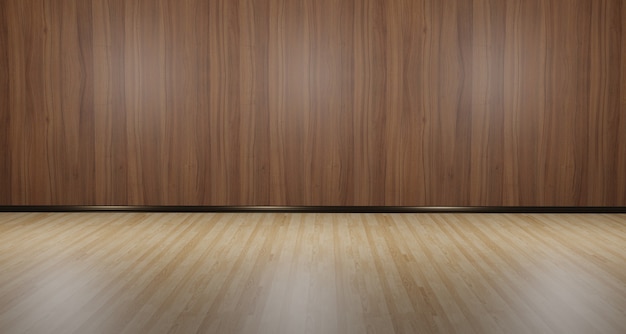 Pavimento e parete in legno Illustrazione 3d stanza vuota