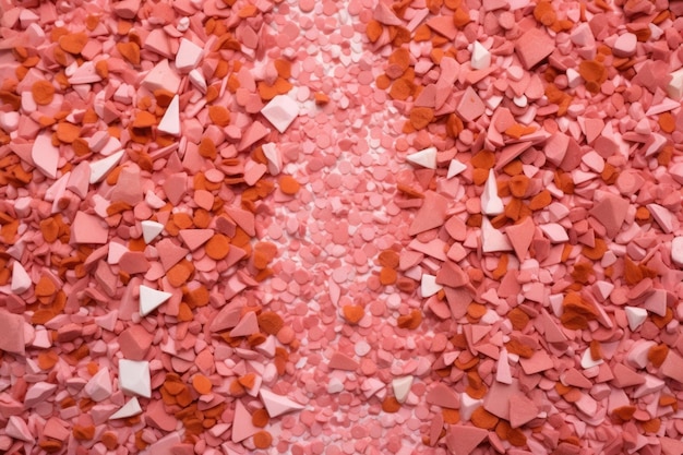 Pavimento in terrazzo rosa corallo con pezzi minerali luminosi