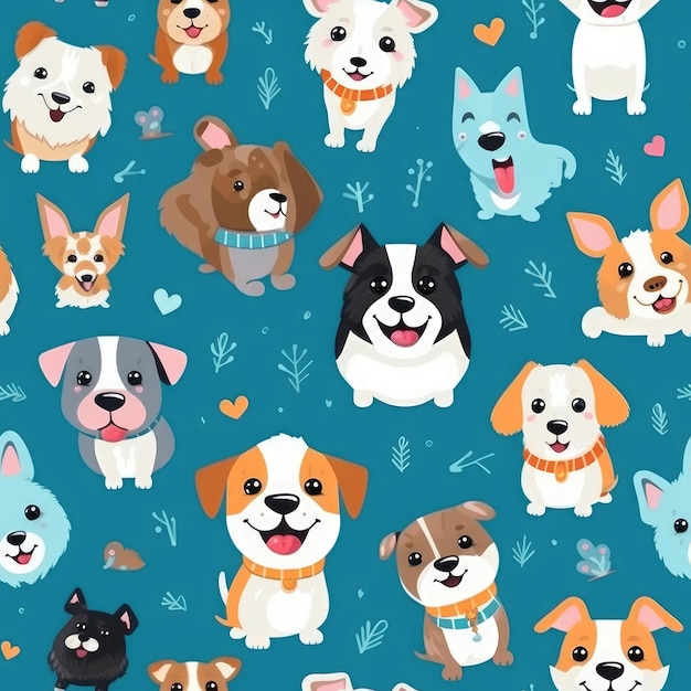 Pawsitively Adorable Una carta da parati di vectoriali modelli di cani carini
