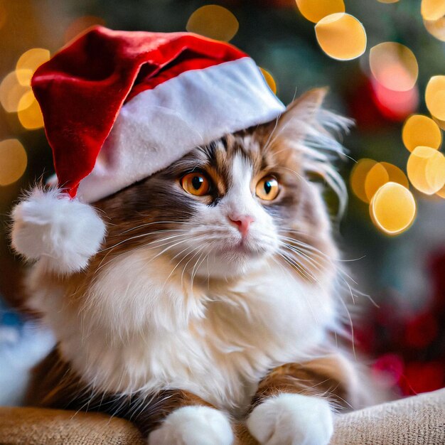 Pawsitively Shortlegged New Year Munchkin Cat accoglie le vacanze in Santa Hat