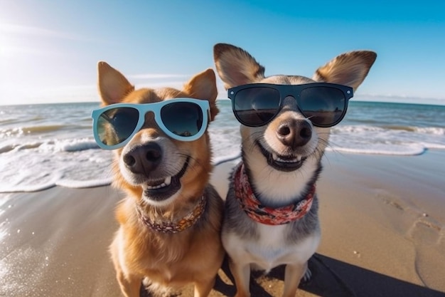 Pawsome Dogs con occhiali da sole che catturano selfie AI generativa