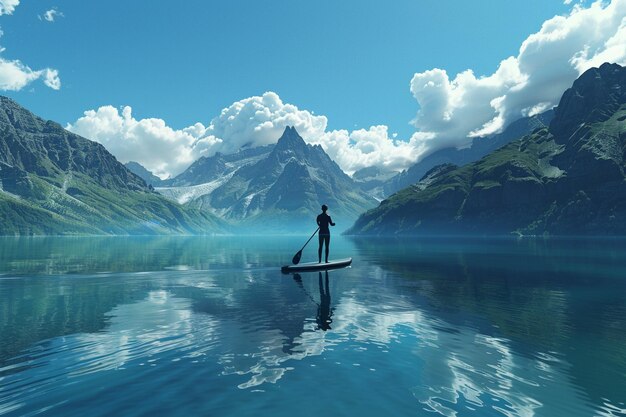 Peaceful standup paddleboarding su laghi vetrosi oc