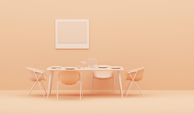 Peach fuzz 2024 color trend sala da pranzo con tavolo da pranzo e lampada porta di lusso albicocca crush
