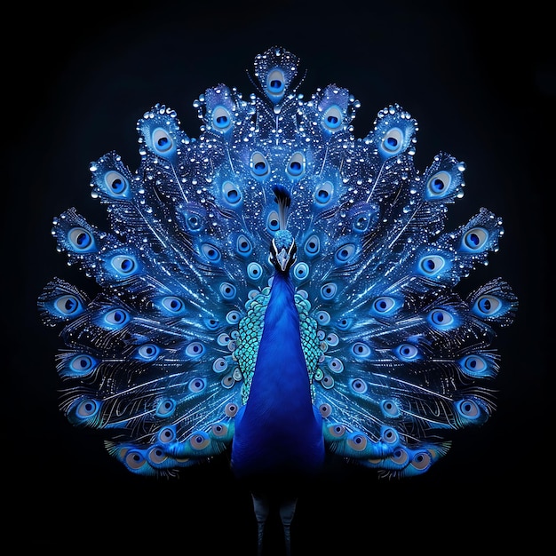 Peacock a forma di pioggia materiale opaco con blu Liquid Deco background art Y2K glowing concept