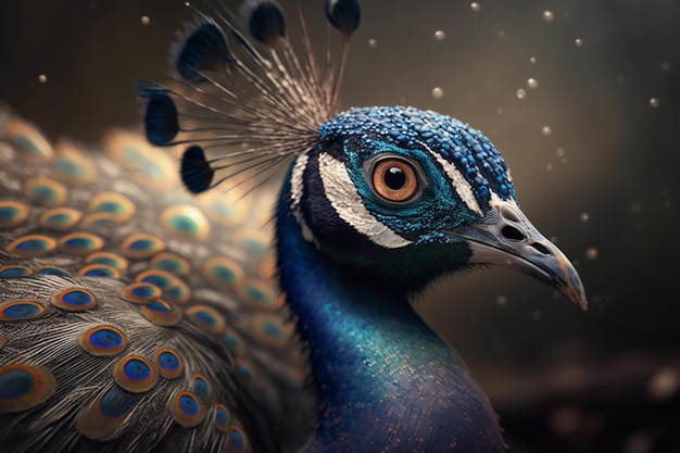 Peacock volto colorato vista ravvicinata