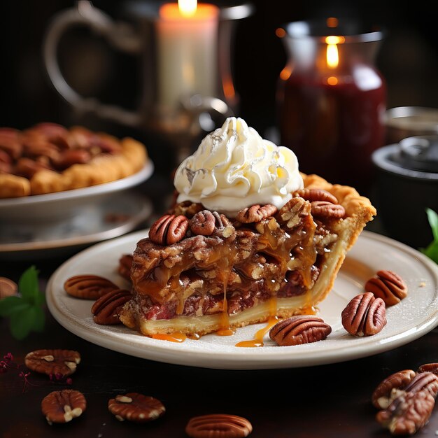 Pecan Pie Una dolce torta di dessert fatta con zucchero di noci