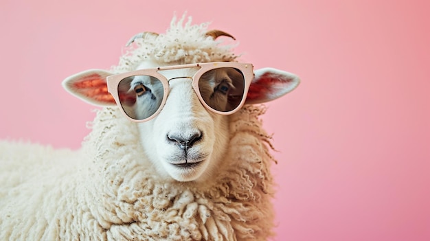 Pecore colorate con occhiali da sole per Eid adha Mubarak AI generativo