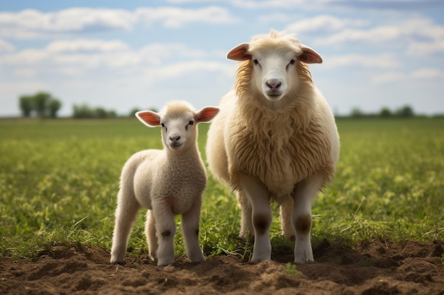 Pecore e capre al pascolo nei campi Ai generativi