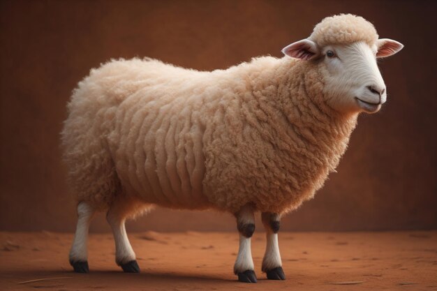 Pecore su uno sfondo di colore solido Foto in vecchio stile di immagine a colori ai generativo