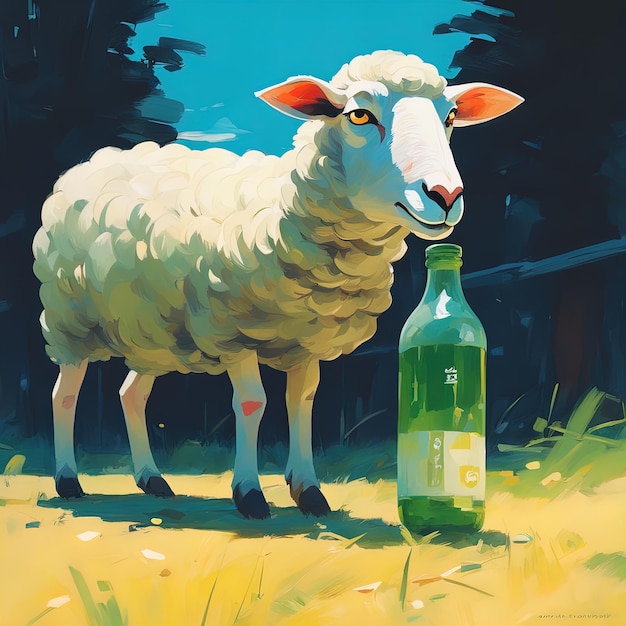 pecore sull'erba verde illustrazioni di alta qualitàpecore in un prato
