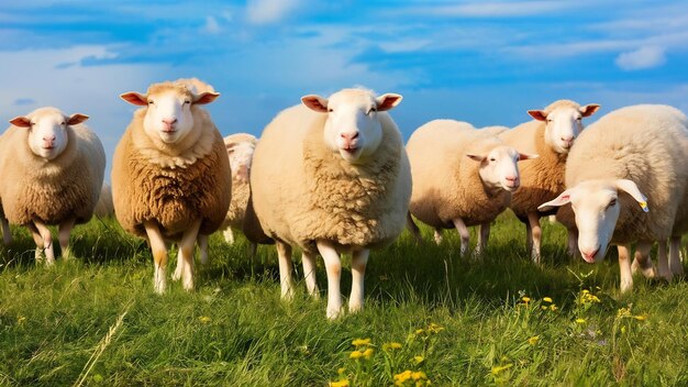 pecore sull'erba verde