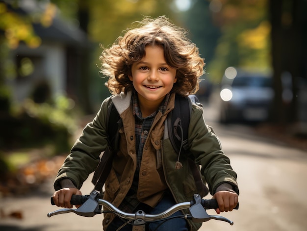 Pedalando verso la conoscenza Un viaggio colorato di un bambino a cavallo per