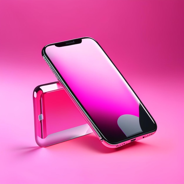 Pellicola per vetro per iPhone in formato 3D su sfondo rosaIllustrazione AI generativa