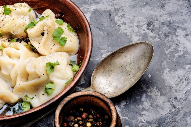 Pelmeni ucraino sul piatto