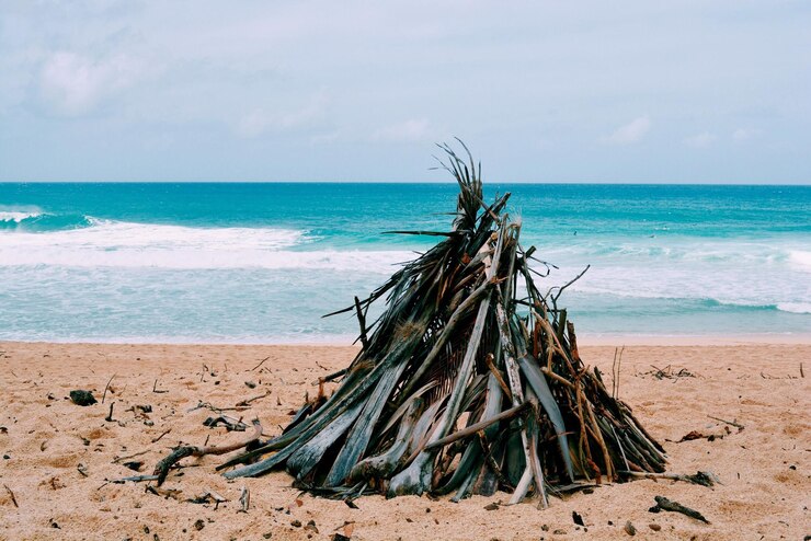 Photo pemandangan indah pantai dengan latar langit