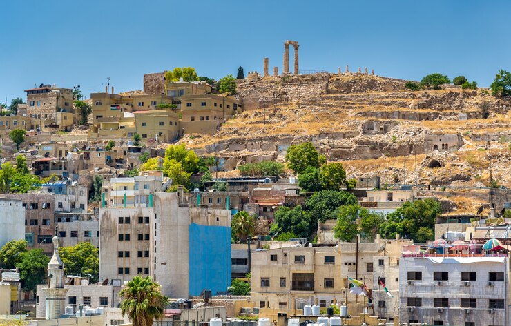 Pemandangan kota Amman dengan Citadel - Yordania
